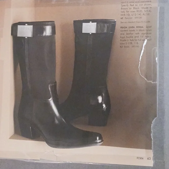 Vintage black Prada sport western boots  black nylon and leather with logo 36/6 - Picture 4 of 5